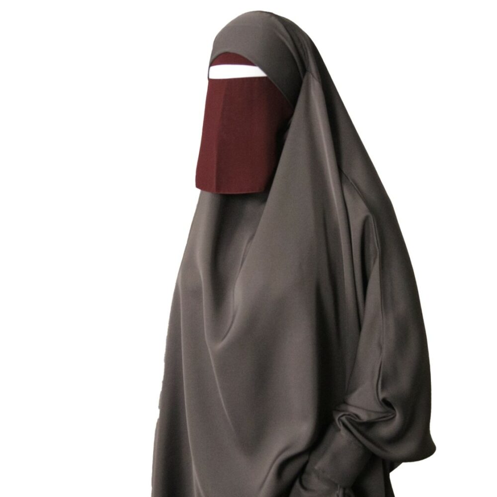 Short One Layer Niqab, Burgundy